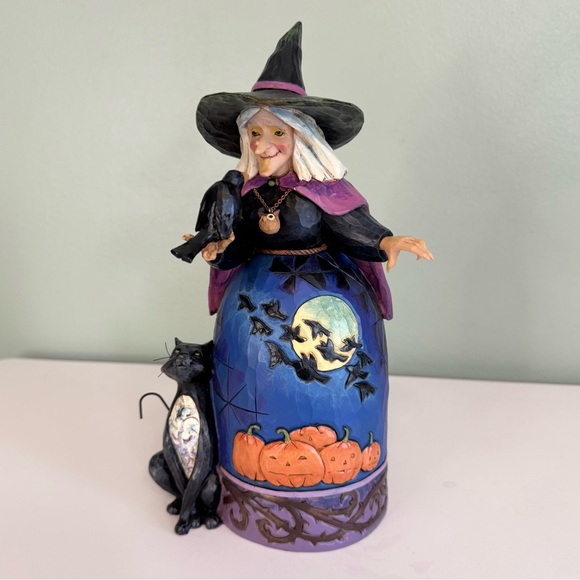 Jim Shore Other - Jim Shore Friday Night Flight Halloween Witch Crow Cat Pumpkin Figurine 10 Inch